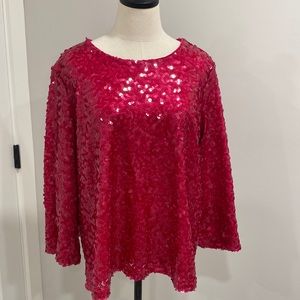 Eloquii red sequin top blouse Size 14 NEW